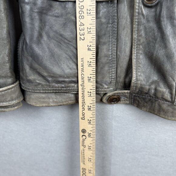 Vintage Mens Diesel Lamb Leather Jacket Biker Distressed Grey Size S (Flaw Read) - Picture 8 of 14